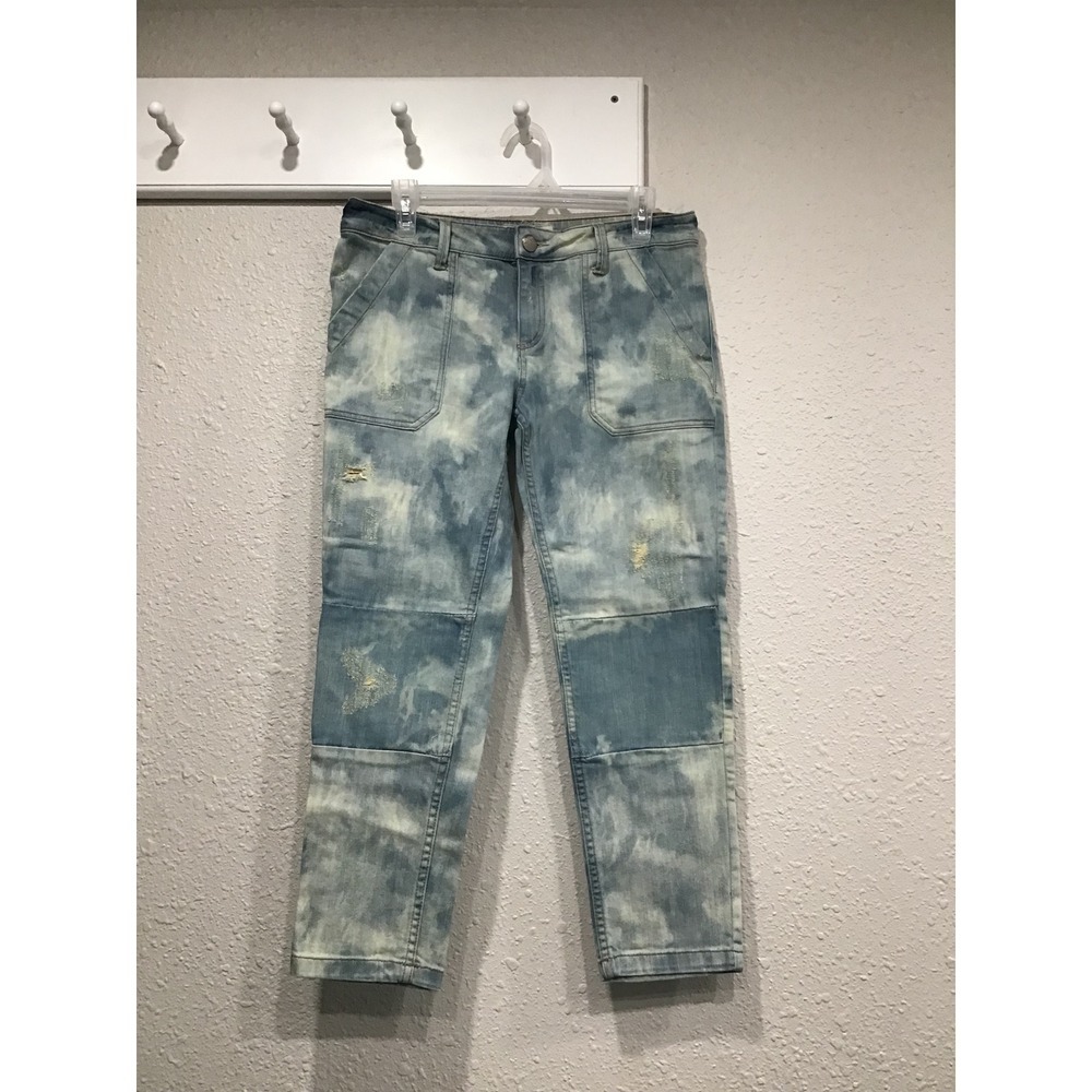 Free People Distressed Acid Wash Carpenter Jeans Women's 28‎ Cropped Utility Y2K